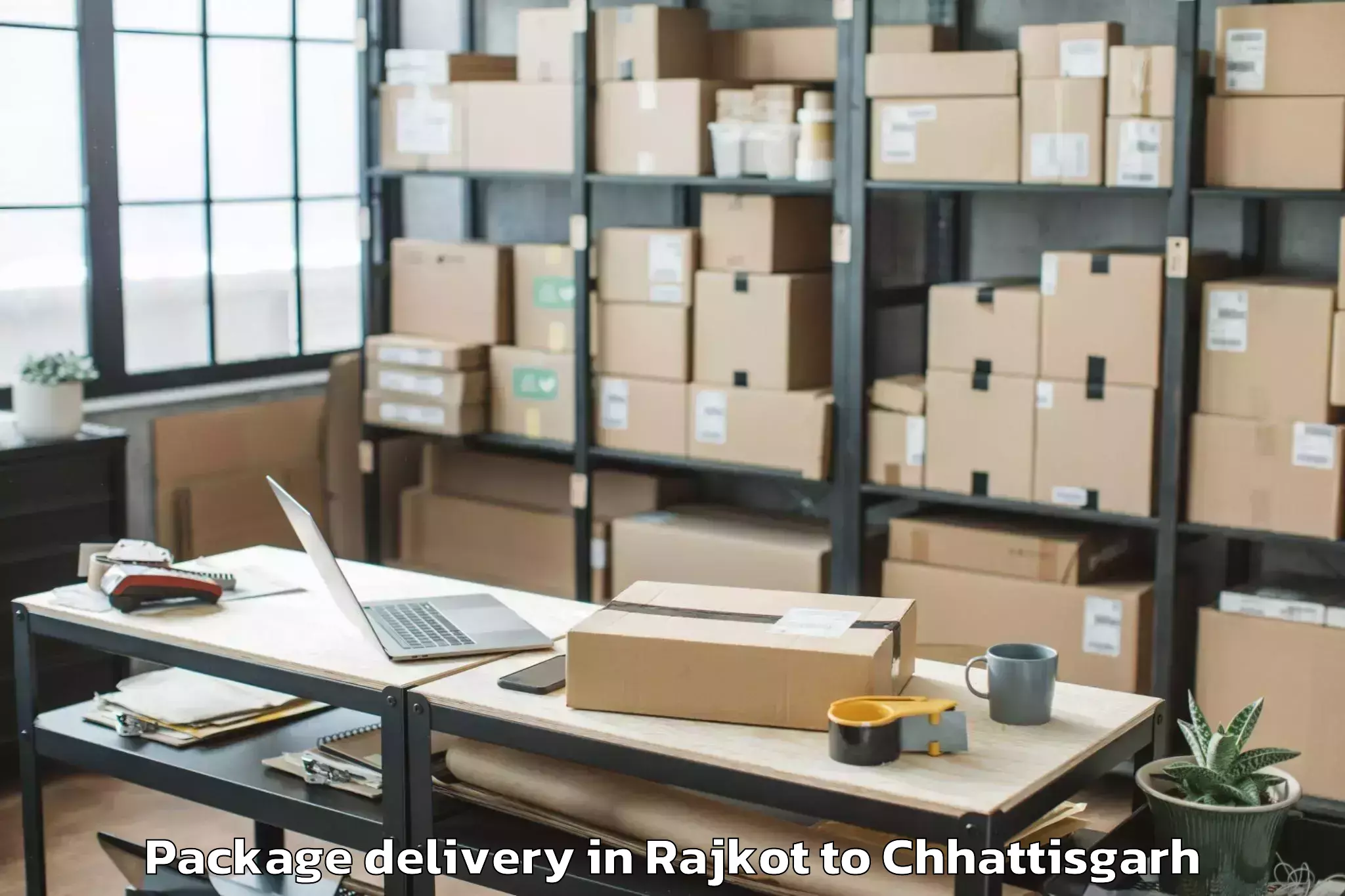 Top Rajkot to Pandit Ravishankar Shukla Univ Package Delivery Available